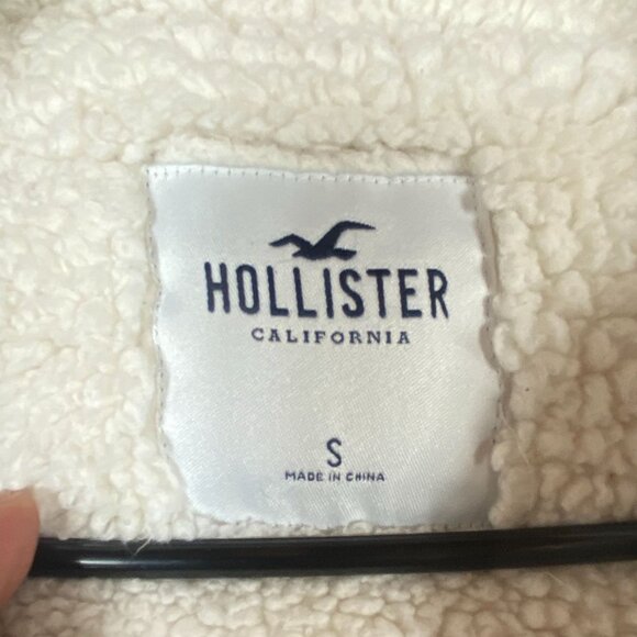 Hollister White Sherpa Fleece Pullover Sweater Kangaroo Pocket Womens size S - Picture 5 of 9